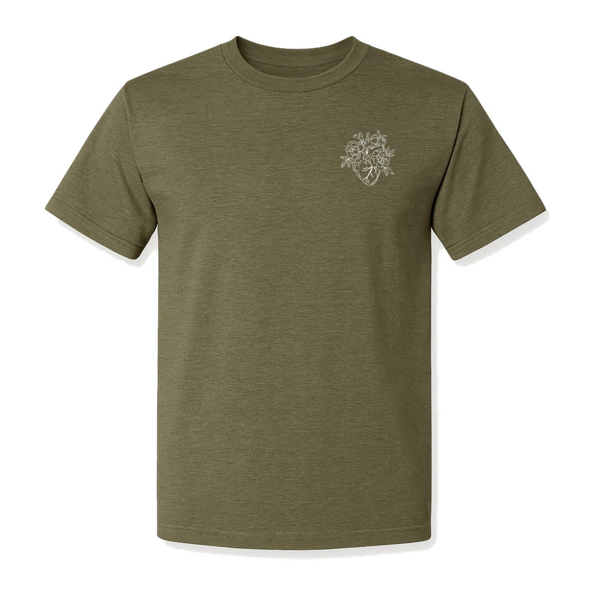 Anatomical Heart T-Shirt, Floral Left Chest Design for Nurses, Doctors and Medical Students