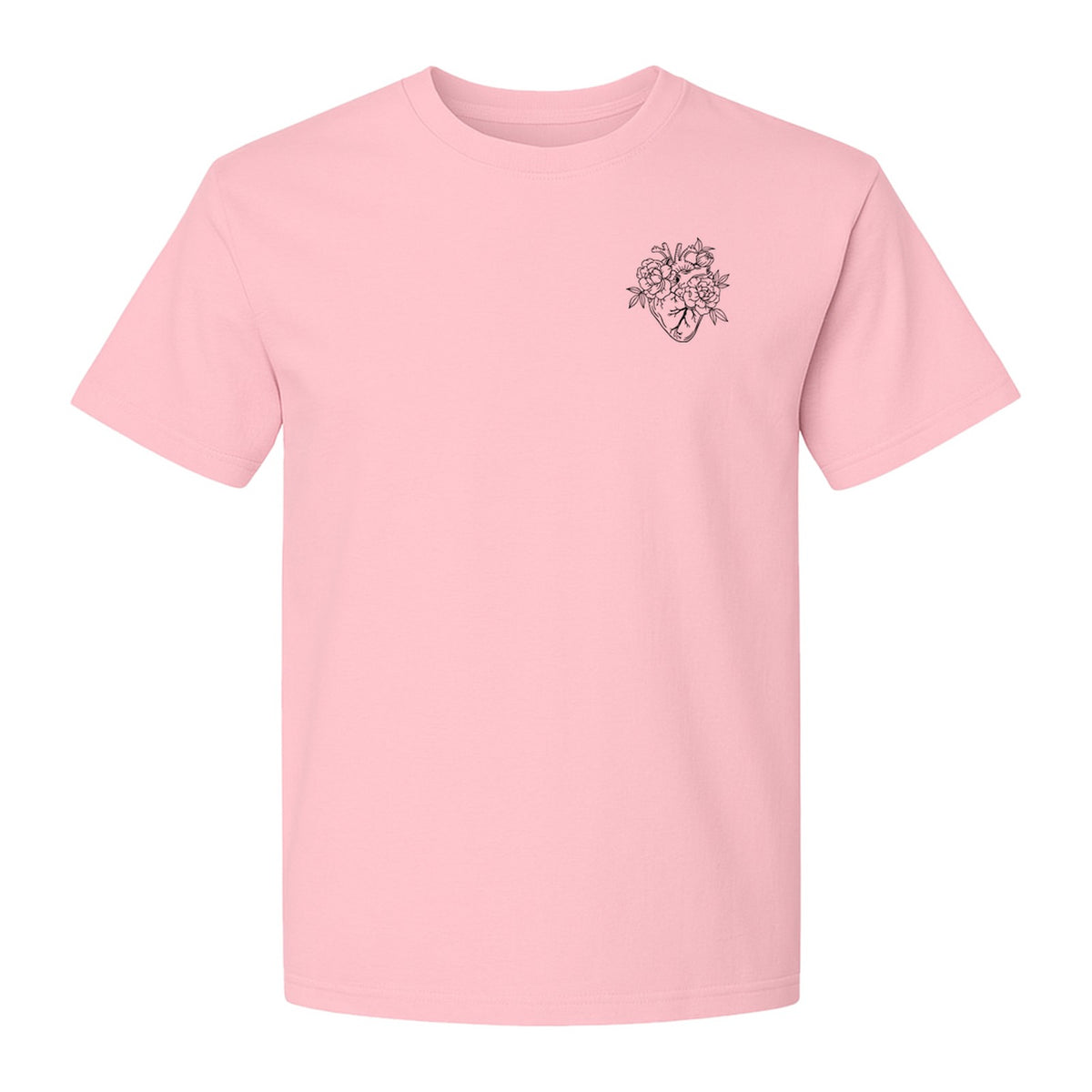 Anatomical Heart T-Shirt, Floral Left Chest Design for Nurses, Doctors and Medical Students
