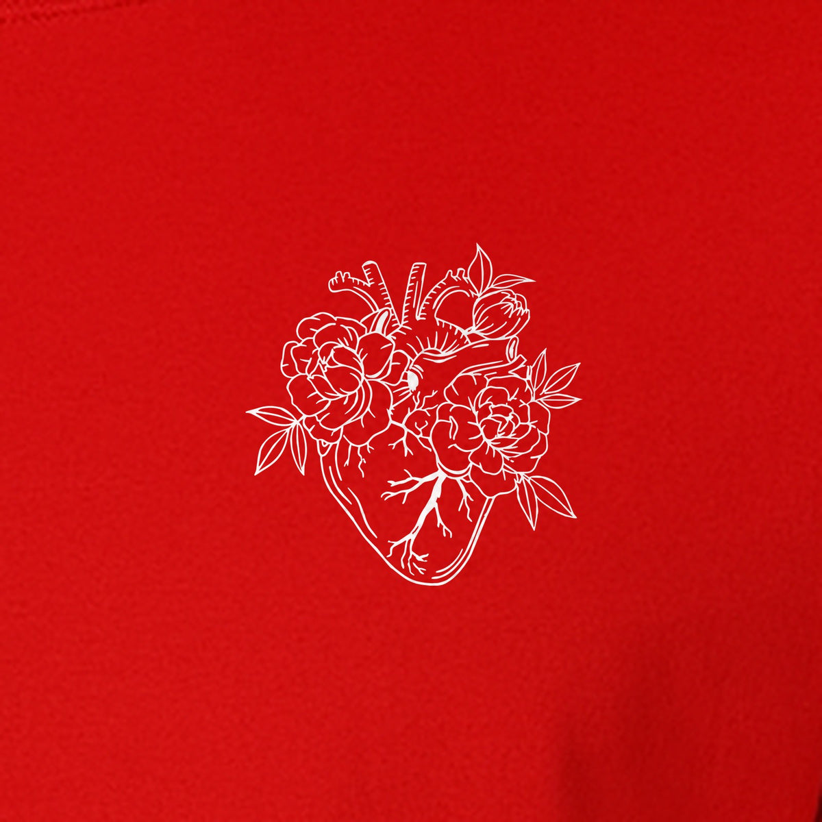 Anatomical Heart T-Shirt, Floral Left Chest Design for Nurses, Doctors and Medical Students