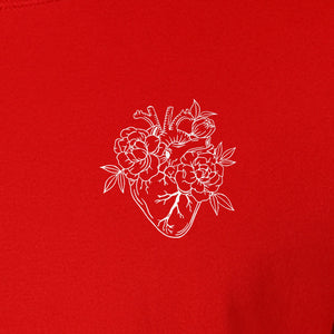 Anatomical Heart T-Shirt, Floral Left Chest Design for Nurses, Doctors and Medical Students