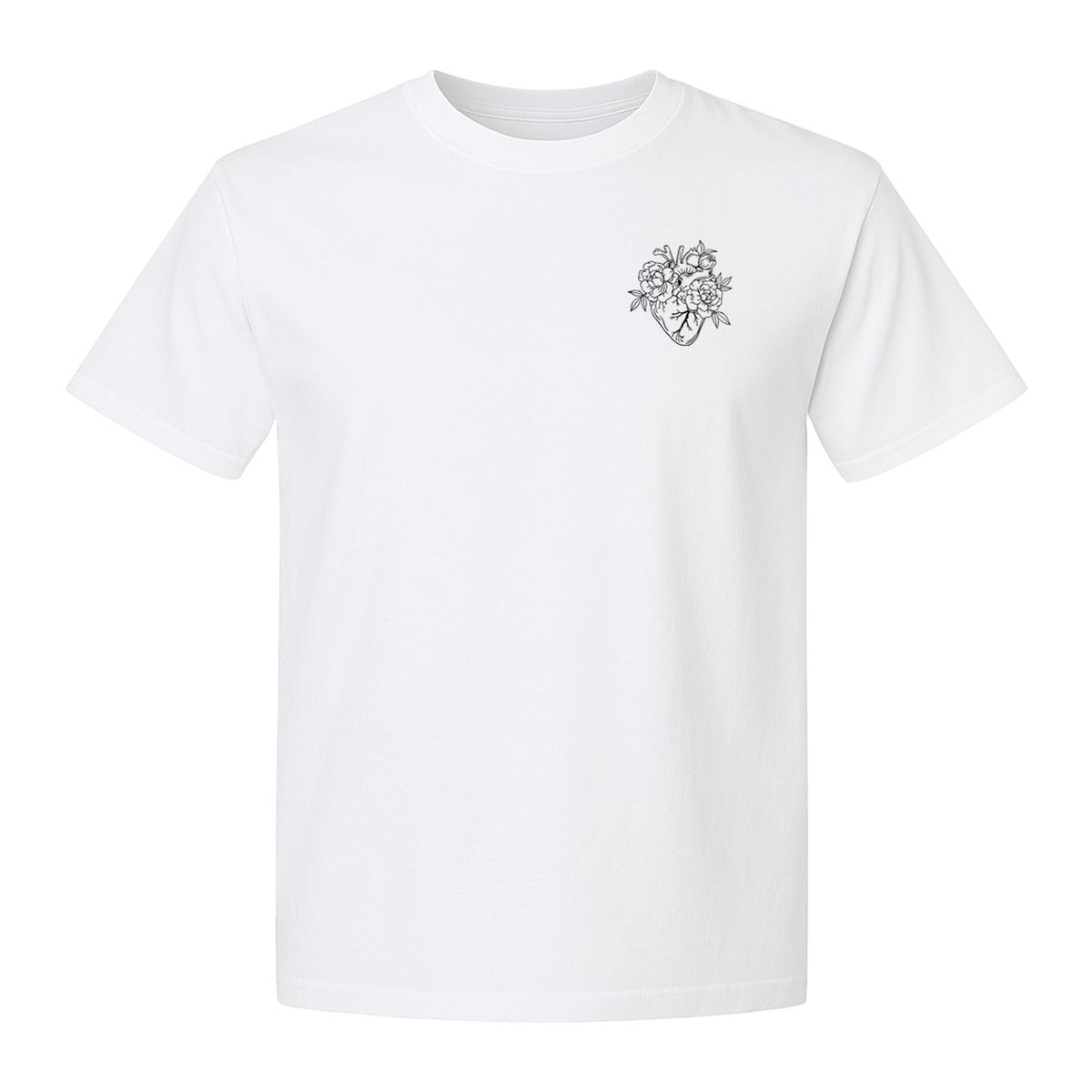 Anatomical Heart T-Shirt, Floral Left Chest Design for Nurses, Doctors and Medical Students
