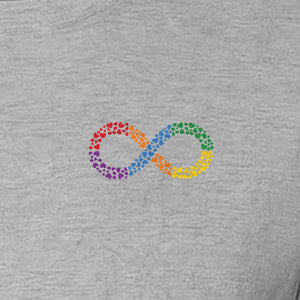 Autism Awareness T-Shirt, Multicolor Infinity Symbol Small Chest Design for Neurodiversity Support