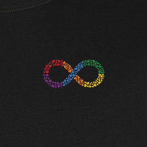 Autism Awareness T-Shirt, Multicolor Infinity Symbol Small Chest Design for Neurodiversity Support