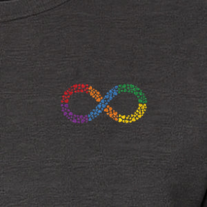 Autism Awareness T-Shirt, Multicolor Infinity Symbol Small Chest Design for Neurodiversity Support