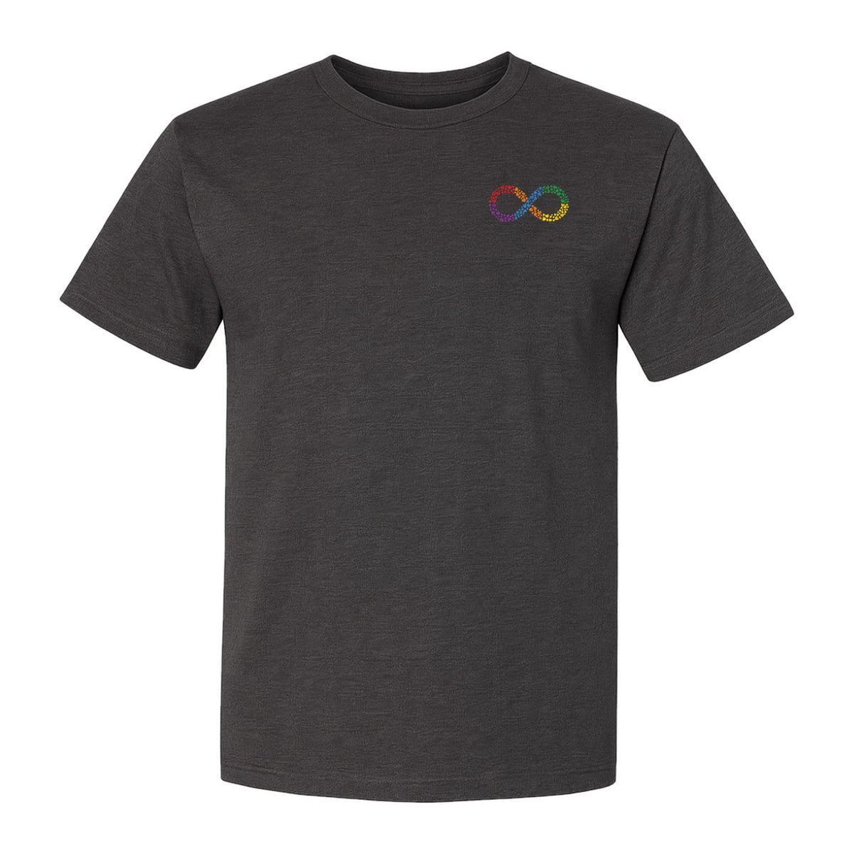 Autism Awareness T-Shirt, Multicolor Infinity Symbol Small Chest Design for Neurodiversity Support