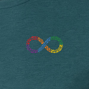 Autism Awareness T-Shirt, Multicolor Infinity Symbol Small Chest Design for Neurodiversity Support