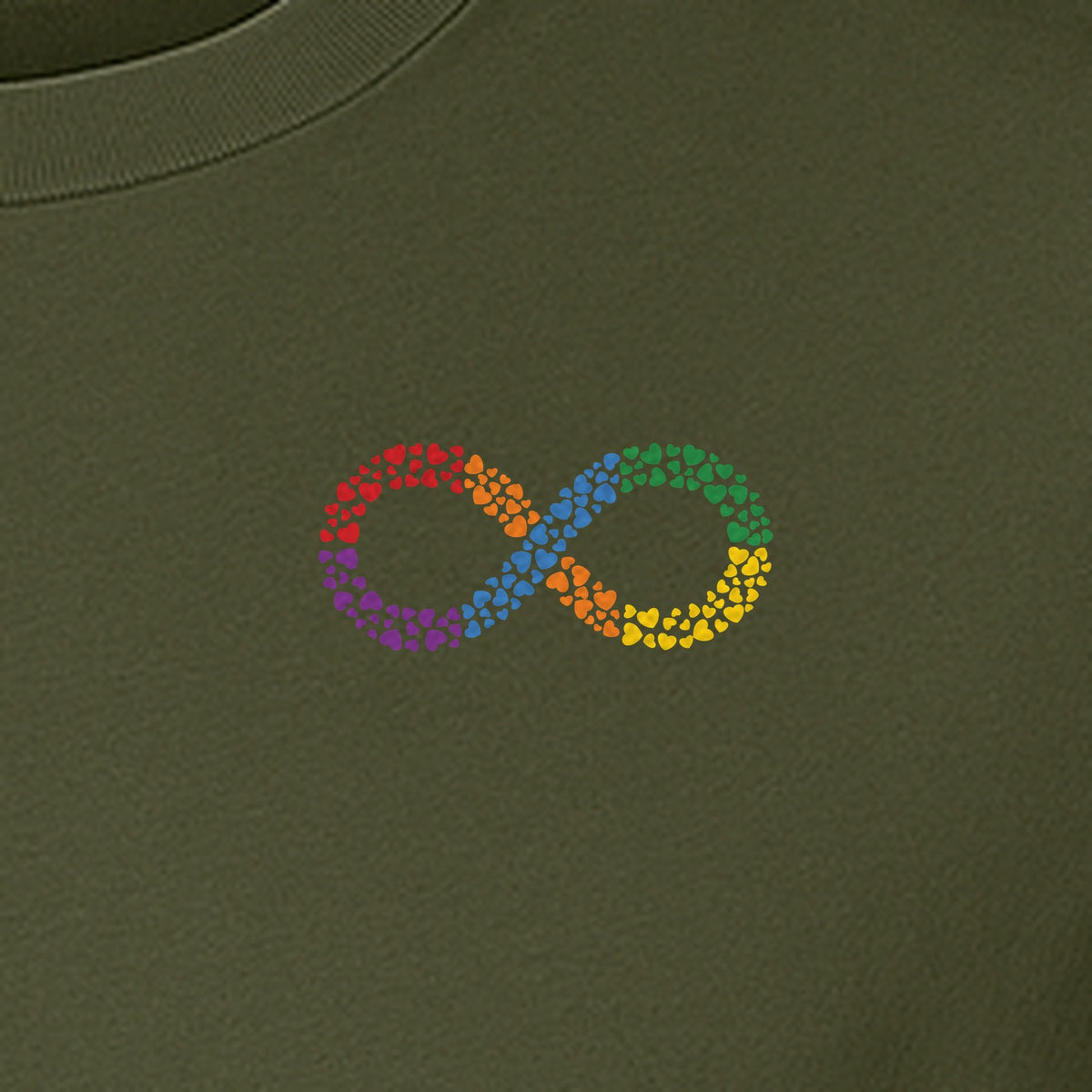Autism Awareness T-Shirt, Multicolor Infinity Symbol Small Chest Design for Neurodiversity Support