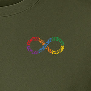 Autism Awareness T-Shirt, Multicolor Infinity Symbol Small Chest Design for Neurodiversity Support