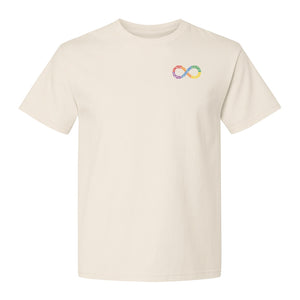 Autism Awareness T-Shirt, Multicolor Infinity Symbol Small Chest Design for Neurodiversity Support