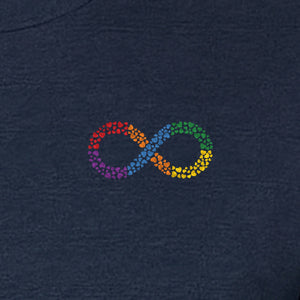 Autism Awareness T-Shirt, Multicolor Infinity Symbol Small Chest Design for Neurodiversity Support