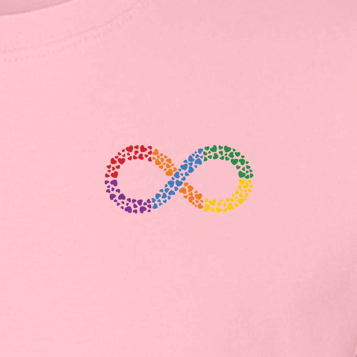 Autism Awareness T-Shirt, Multicolor Infinity Symbol Small Chest Design for Neurodiversity Support
