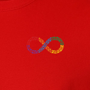 Autism Awareness T-Shirt, Multicolor Infinity Symbol Small Chest Design for Neurodiversity Support
