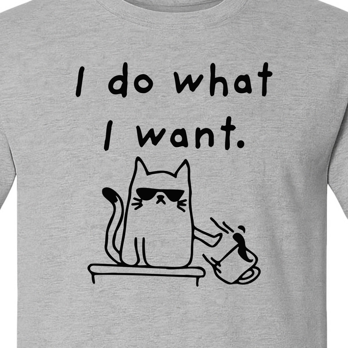 Sassy Cat T-Shirt, I Do What I Want Kitty Line Art Graphic for Pet Moms, Dads and Owners