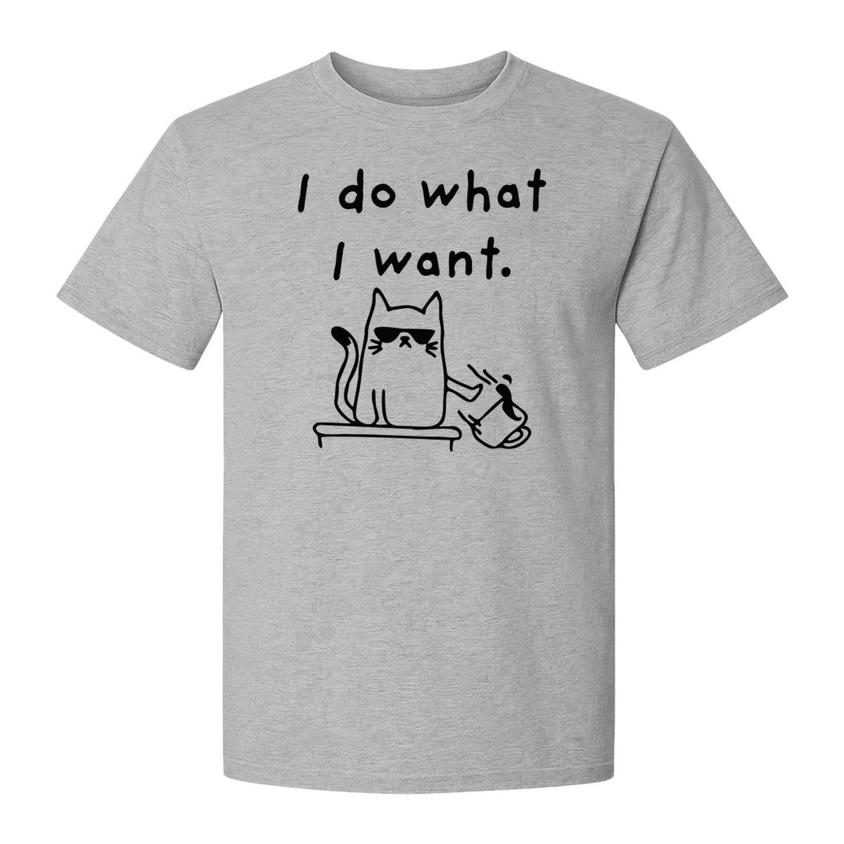 Sassy Cat T-Shirt, I Do What I Want Kitty Line Art Graphic for Pet Moms, Dads and Owners