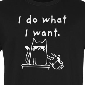 Sassy Cat T-Shirt, I Do What I Want Kitty Line Art Graphic for Pet Moms, Dads and Owners