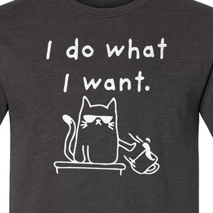 Sassy Cat T-Shirt, I Do What I Want Kitty Line Art Graphic for Pet Moms, Dads and Owners