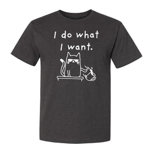 Sassy Cat T-Shirt, I Do What I Want Kitty Line Art Graphic for Pet Moms, Dads and Owners