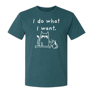 Sassy Cat T-Shirt, I Do What I Want Kitty Line Art Graphic for Pet Moms, Dads and Owners