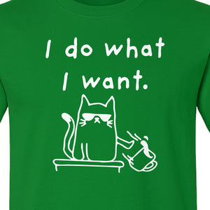 Sassy Cat T-Shirt, I Do What I Want Kitty Line Art Graphic for Pet Moms, Dads and Owners