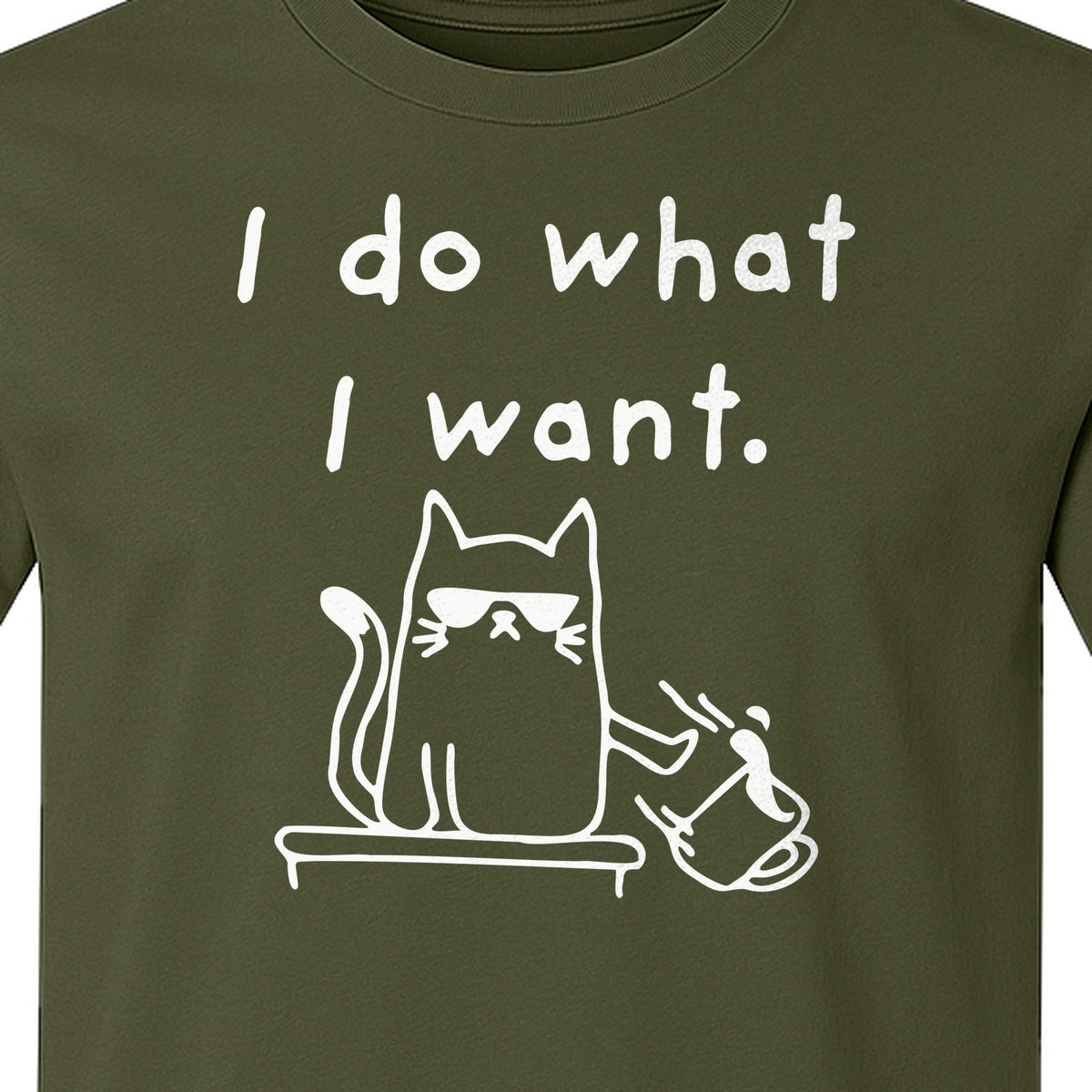 Sassy Cat T-Shirt, I Do What I Want Kitty Line Art Graphic for Pet Moms, Dads and Owners