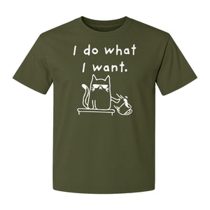 Sassy Cat T-Shirt, I Do What I Want Kitty Line Art Graphic for Pet Moms, Dads and Owners