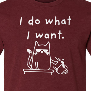 Sassy Cat T-Shirt, I Do What I Want Kitty Line Art Graphic for Pet Moms, Dads and Owners