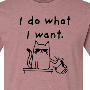 Sassy Cat T-Shirt, I Do What I Want Kitty Line Art Graphic for Pet Moms, Dads and Owners