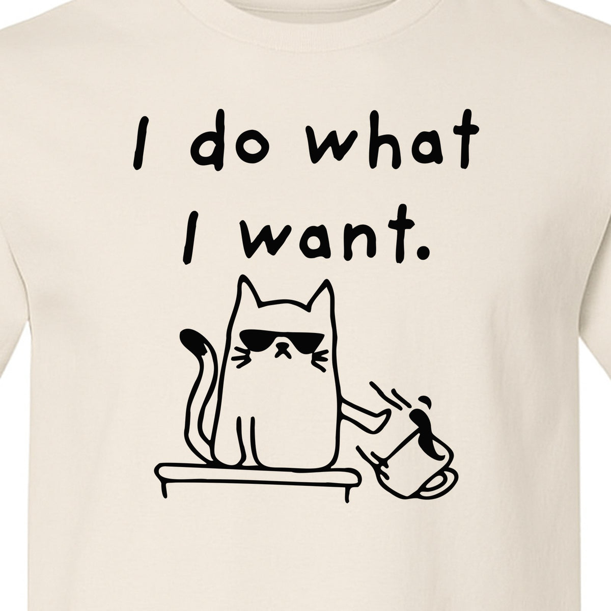 Sassy Cat T-Shirt, I Do What I Want Kitty Line Art Graphic for Pet Moms, Dads and Owners