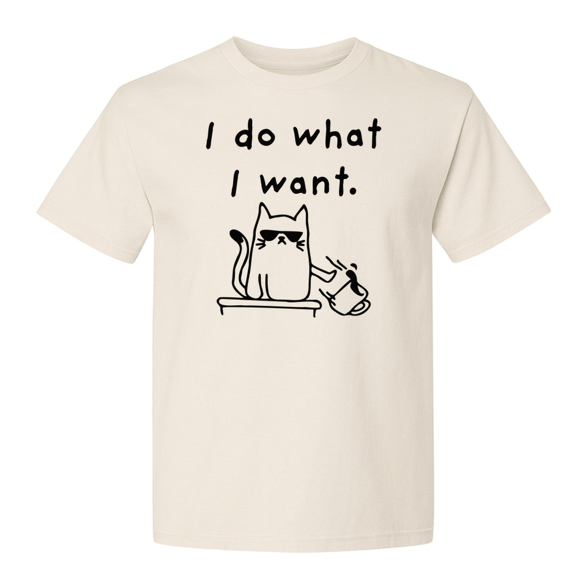 Sassy Cat T-Shirt, I Do What I Want Kitty Line Art Graphic for Pet Moms, Dads and Owners