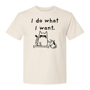 Sassy Cat T-Shirt, I Do What I Want Kitty Line Art Graphic for Pet Moms, Dads and Owners