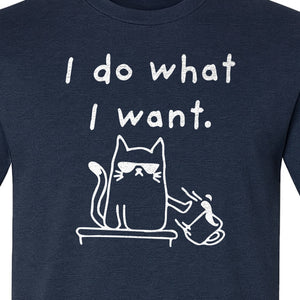 Sassy Cat T-Shirt, I Do What I Want Kitty Line Art Graphic for Pet Moms, Dads and Owners