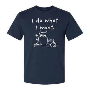 Sassy Cat T-Shirt, I Do What I Want Kitty Line Art Graphic for Pet Moms, Dads and Owners