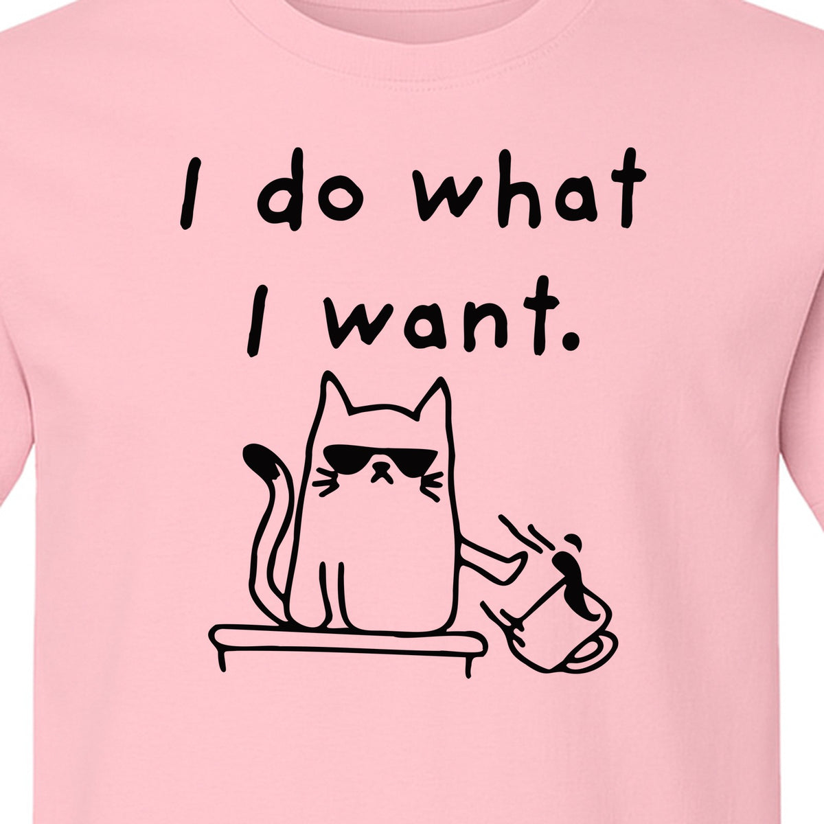 Sassy Cat T-Shirt, I Do What I Want Kitty Line Art Graphic for Pet Moms, Dads and Owners
