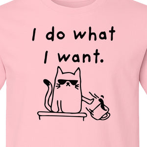 Sassy Cat T-Shirt, I Do What I Want Kitty Line Art Graphic for Pet Moms, Dads and Owners