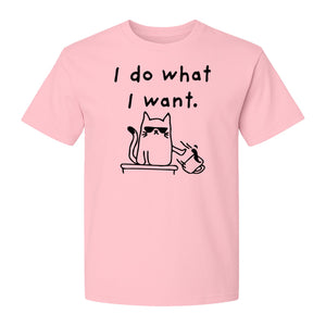 Sassy Cat T-Shirt, I Do What I Want Kitty Line Art Graphic for Pet Moms, Dads and Owners
