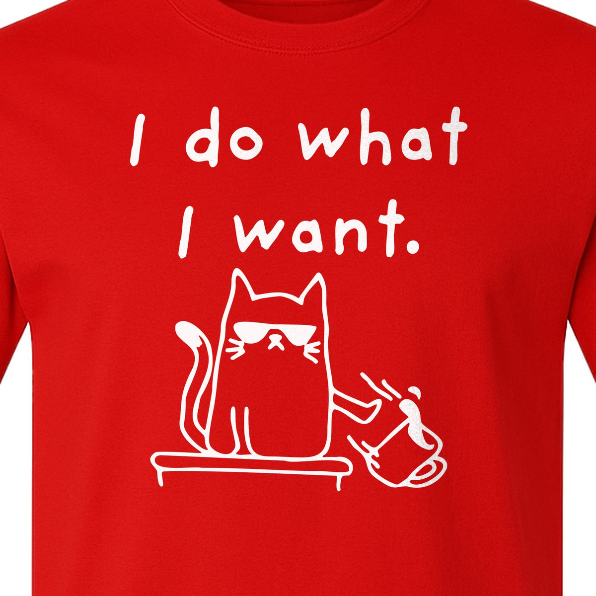 Sassy Cat T-Shirt, I Do What I Want Kitty Line Art Graphic for Pet Moms, Dads and Owners