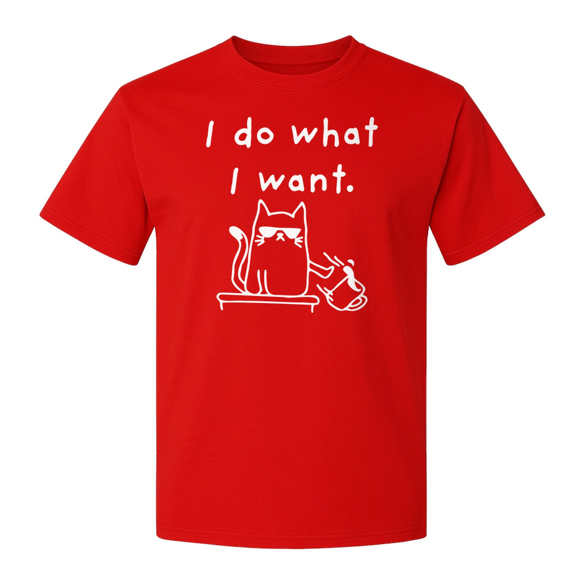 Sassy Cat T-Shirt, I Do What I Want Kitty Line Art Graphic for Pet Moms, Dads and Owners