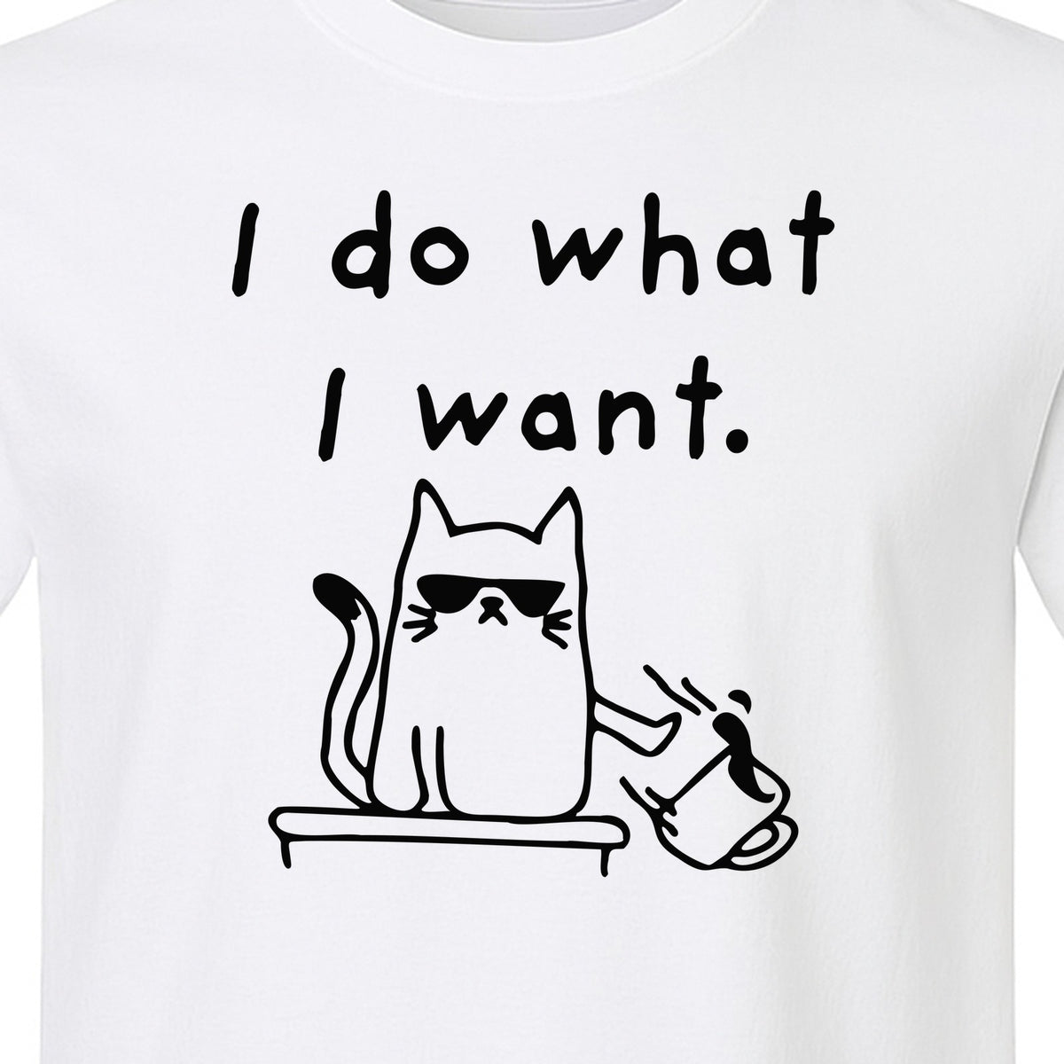 Sassy Cat T-Shirt, I Do What I Want Kitty Line Art Graphic for Pet Moms, Dads and Owners