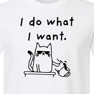 Sassy Cat T-Shirt, I Do What I Want Kitty Line Art Graphic for Pet Moms, Dads and Owners