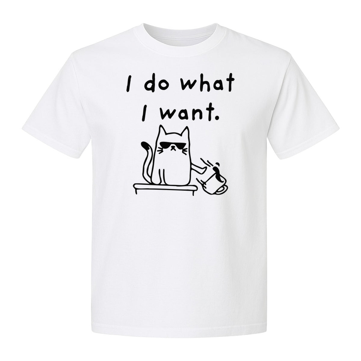 Sassy Cat T-Shirt, I Do What I Want Kitty Line Art Graphic for Pet Moms, Dads and Owners