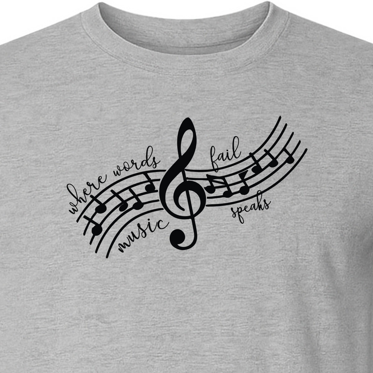 Music Speaks T-Shirt, Treble Clef and Notes Design for Musicians and Band Teachers
