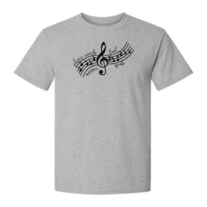 Music Speaks T-Shirt, Treble Clef and Notes Design for Musicians and Band Teachers