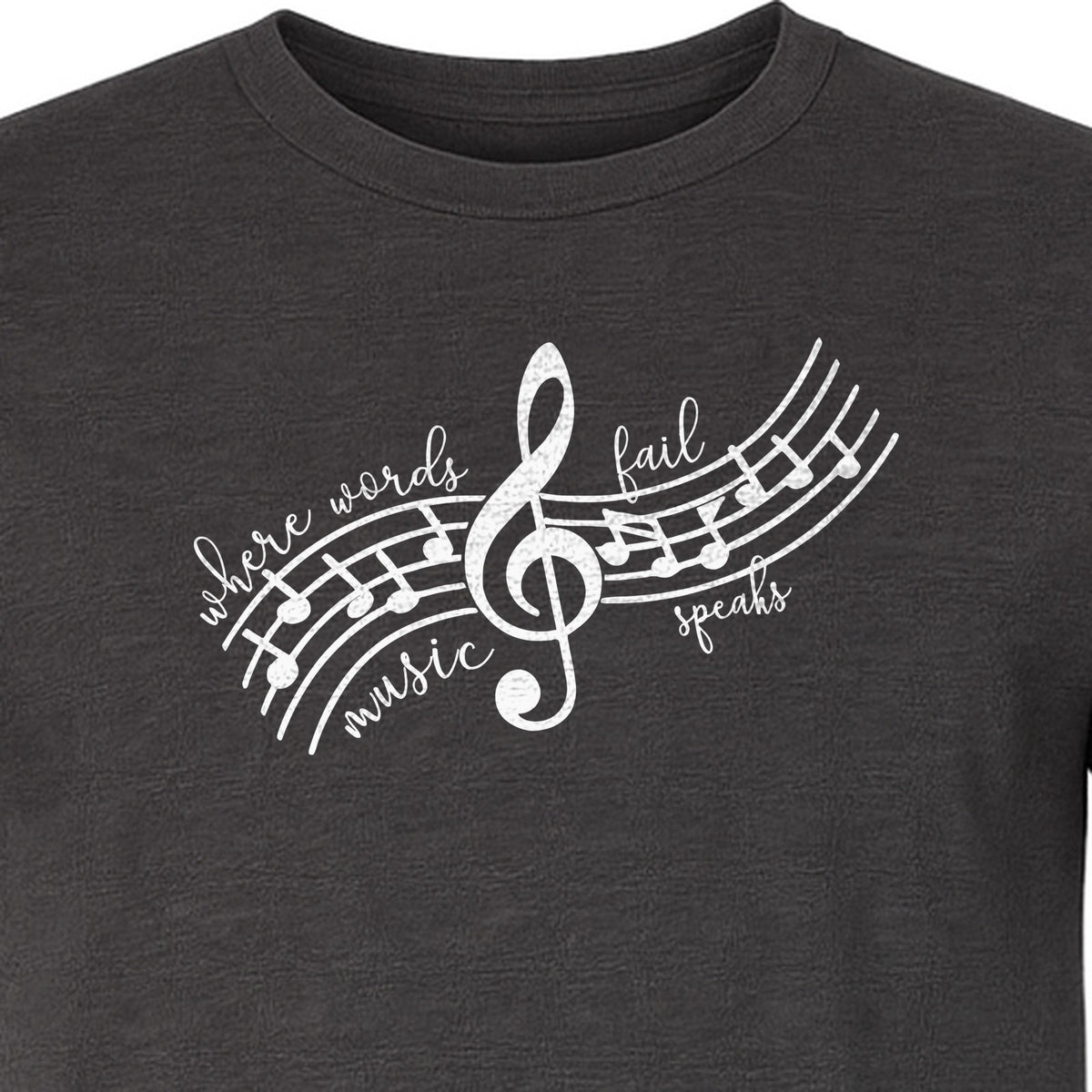 Music Speaks T-Shirt, Treble Clef and Notes Design for Musicians and Band Teachers