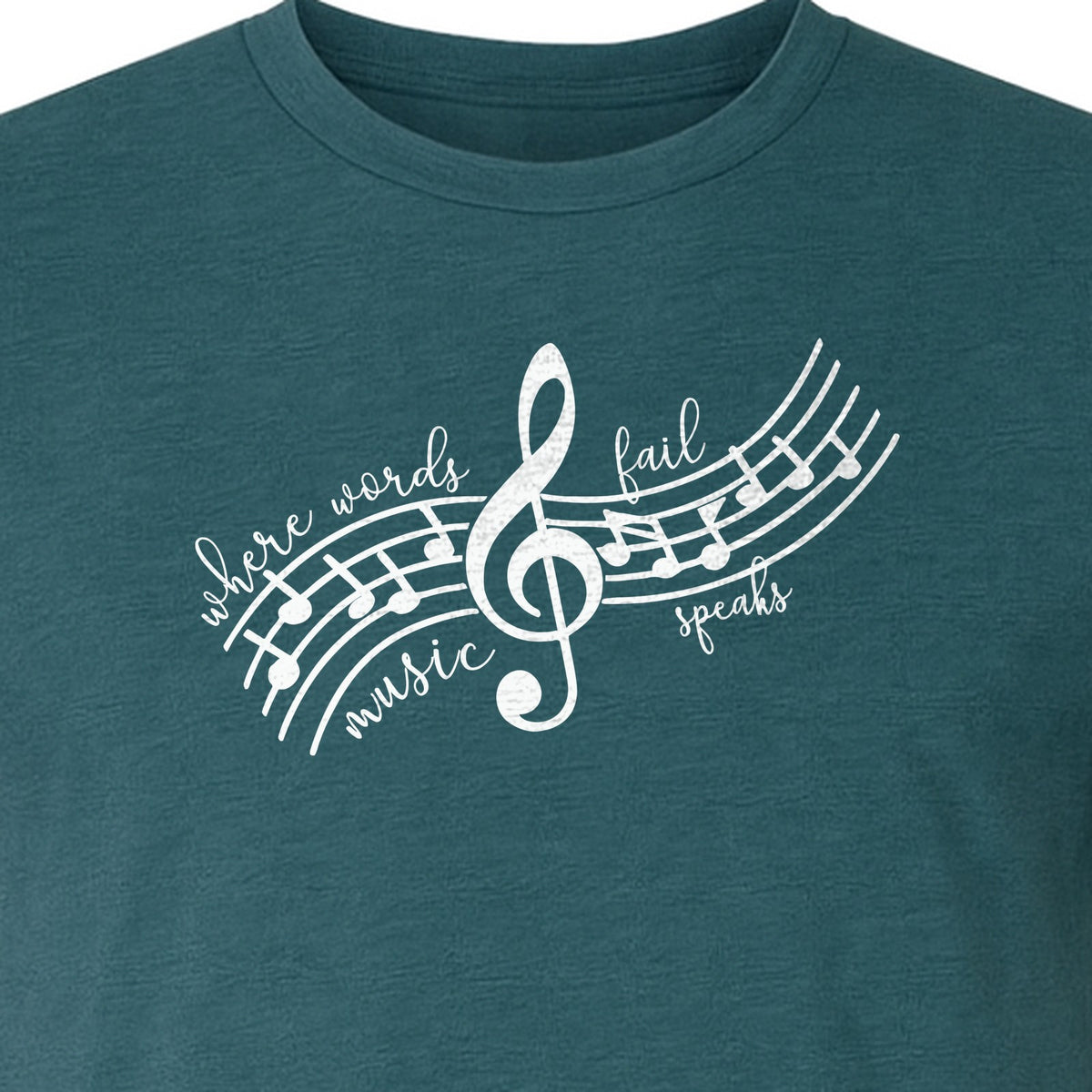 Music Speaks T-Shirt, Treble Clef and Notes Design for Musicians and Band Teachers