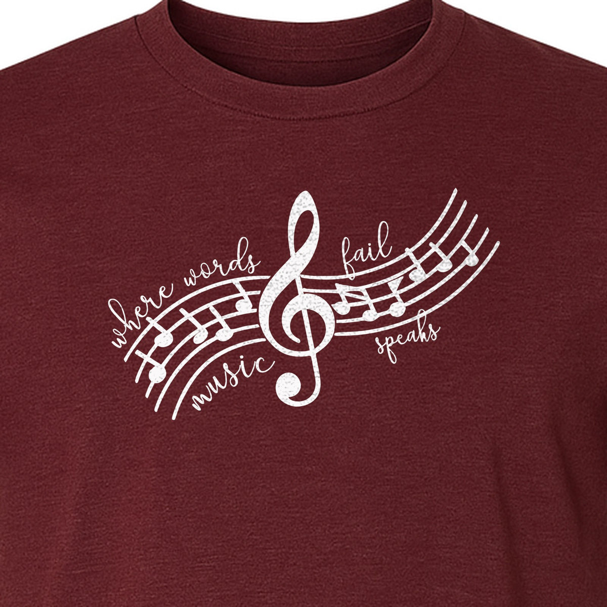 Music Speaks T-Shirt, Treble Clef and Notes Design for Musicians and Band Teachers
