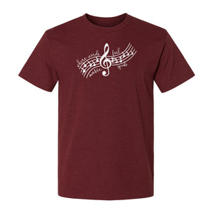 Music Speaks T-Shirt, Treble Clef and Notes Design for Musicians and Band Teachers