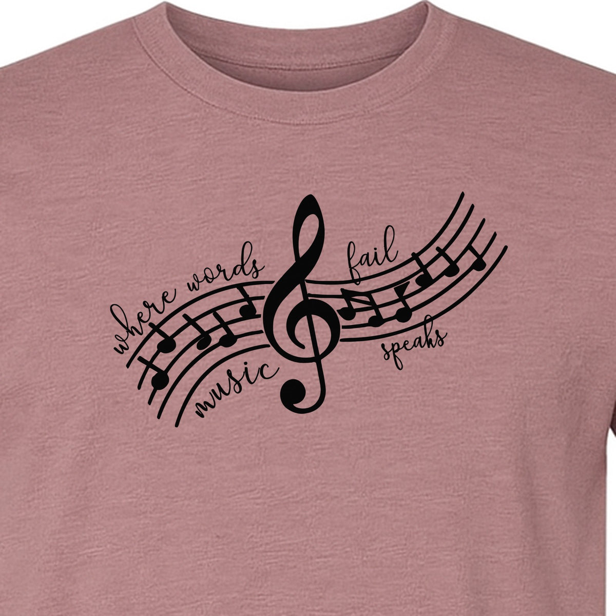 Music Speaks T-Shirt, Treble Clef and Notes Design for Musicians and Band Teachers