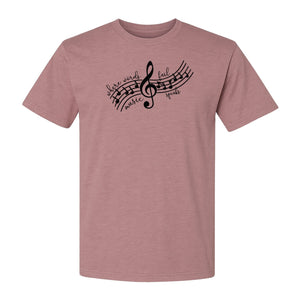 Music Speaks T-Shirt, Treble Clef and Notes Design for Musicians and Band Teachers