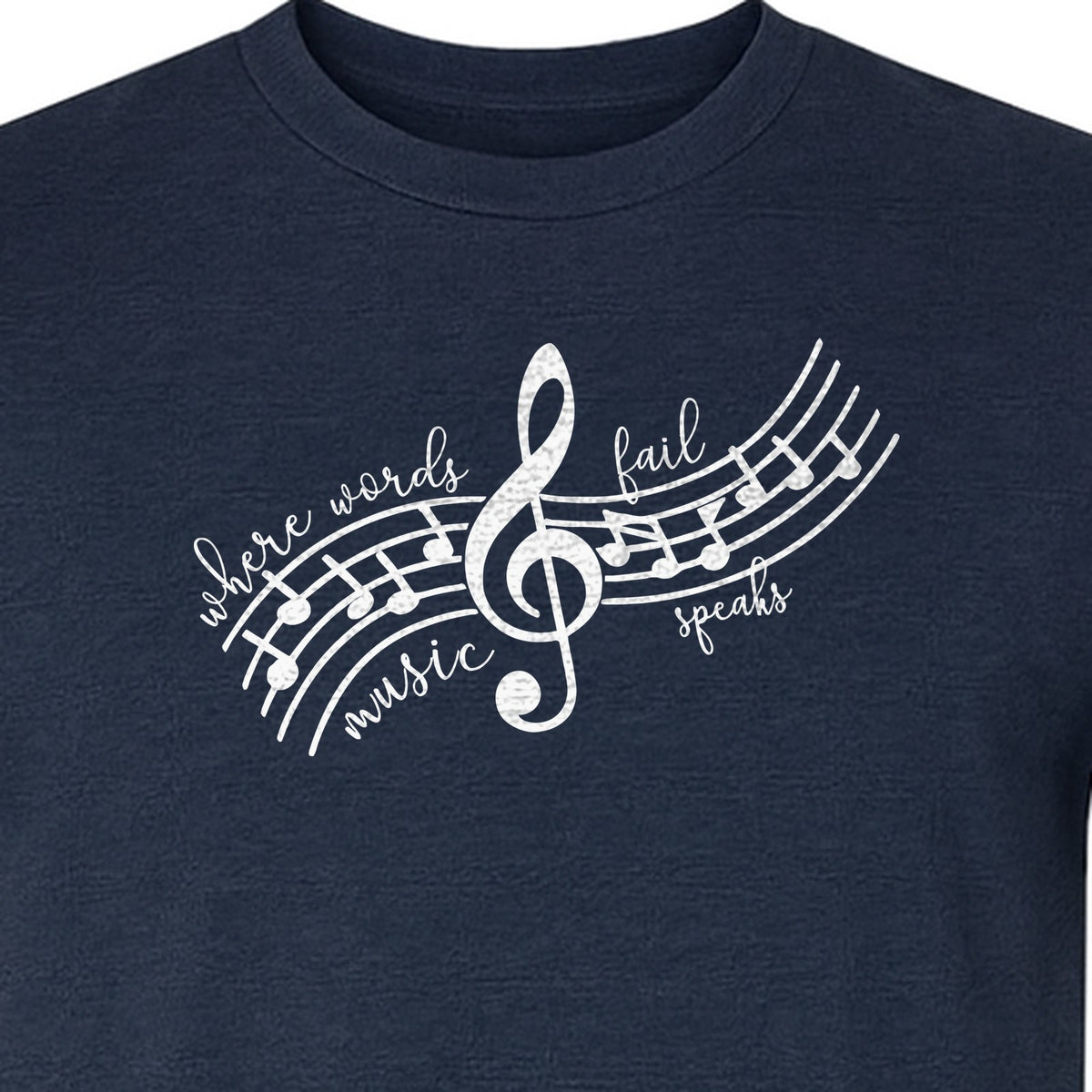 Music Speaks T-Shirt, Treble Clef and Notes Design for Musicians and Band Teachers