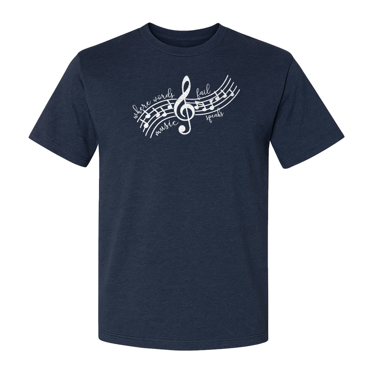 Music Speaks T-Shirt, Treble Clef and Notes Design for Musicians and Band Teachers